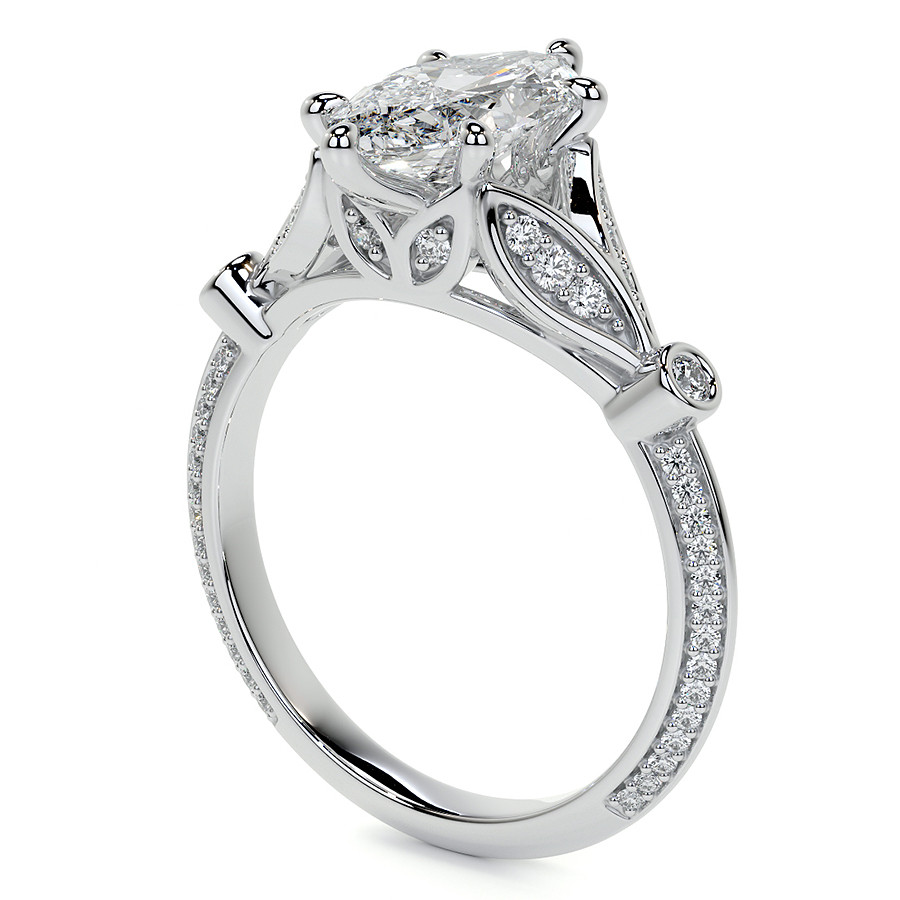 Split Shank Marquise Moissanite Engagement Ring with Knife Edge ...