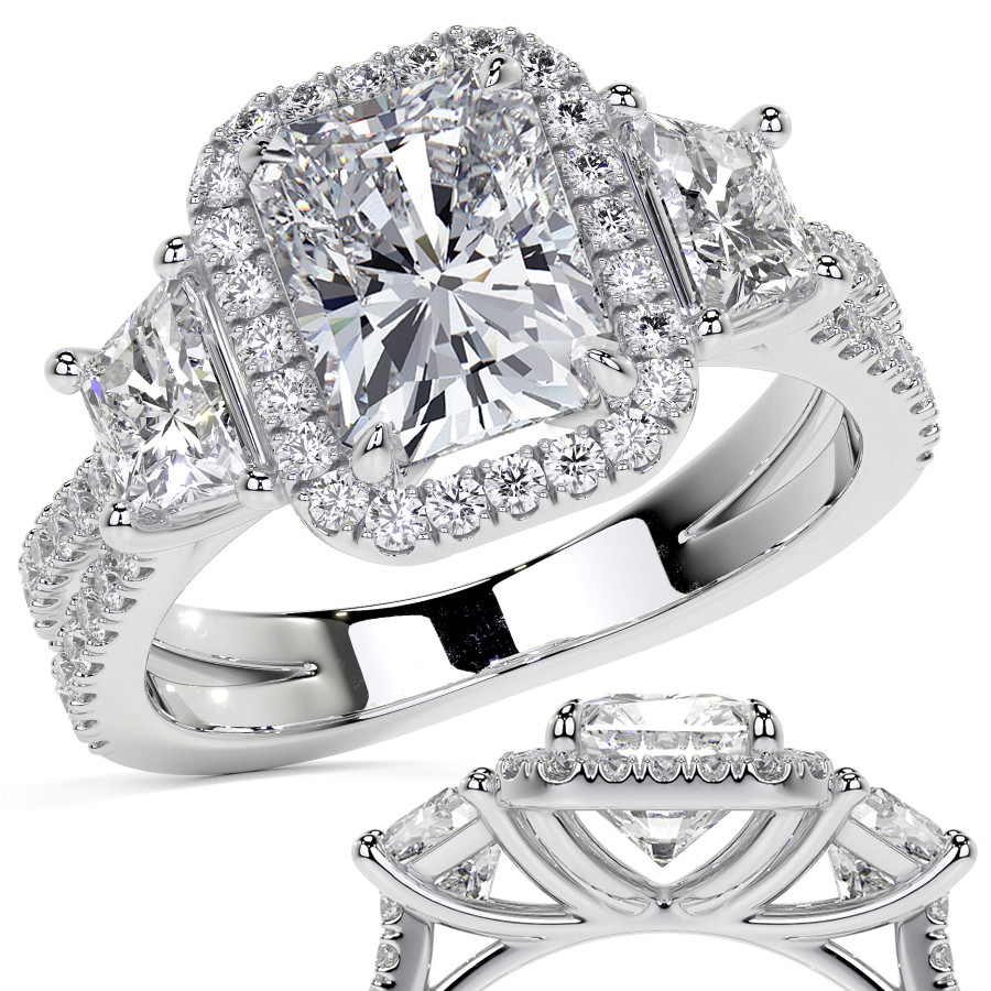 Custom 3 Row Split Shank Engagement Ring | Forever Moissanite