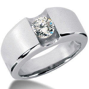 6.5mm, 1.0ct Round Mens Moissanite Ring - mens164c - MoissaniteCo.com