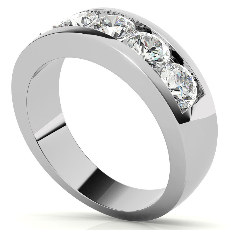 5mm Round Channel Mens Moissanite Ring - mens199a - MoissaniteCo.com