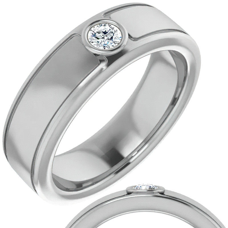 Full Bezel Setting Princess Diamond Mens Ring