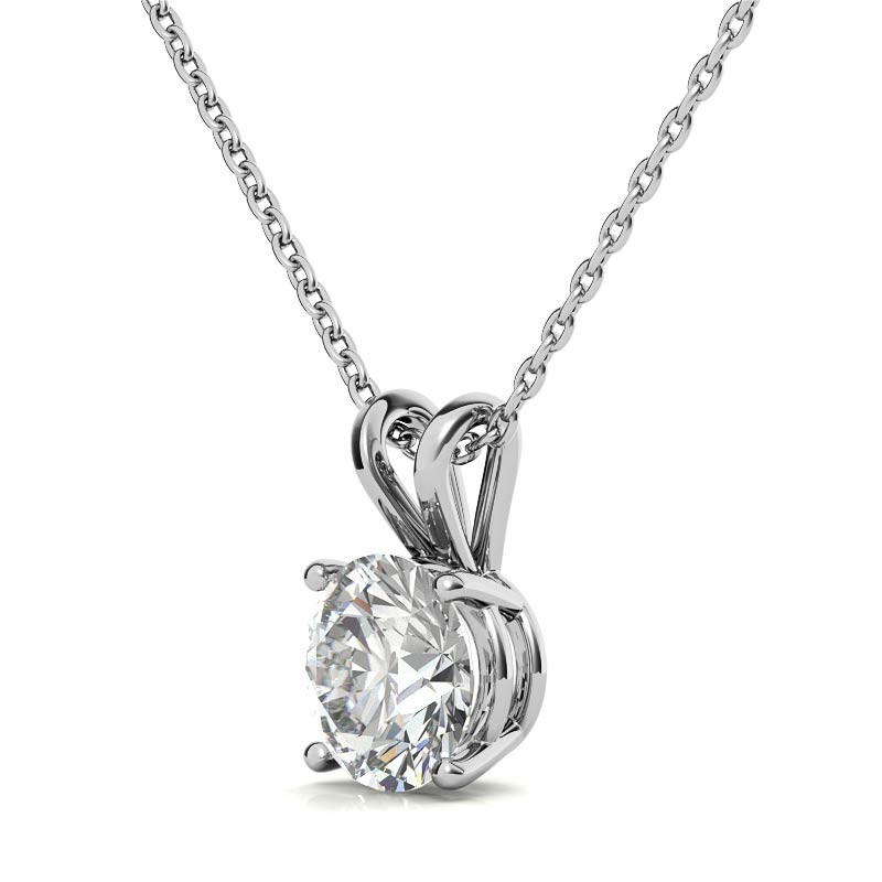 Classic 4-Prong Basket Round Brilliant Moissanite Solitaire Pendant ...