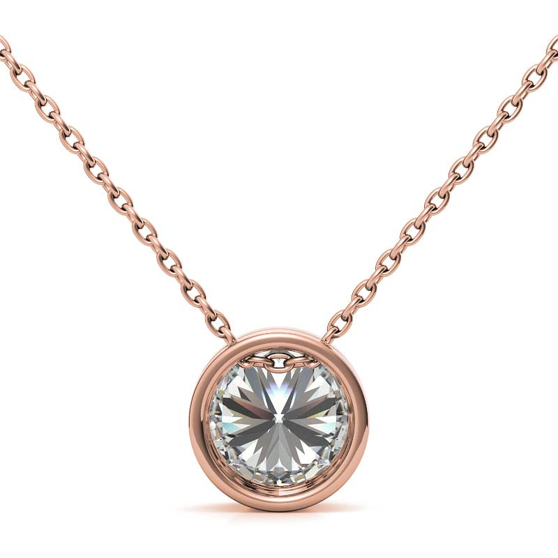 Round Brilliant Moissanite Bezel Solitaire Pendant - pen051 ...