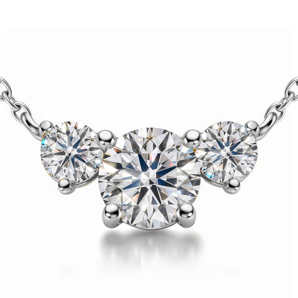 Round 8mm/5mm (3.0ct) Three Stone Moissanite Pendant