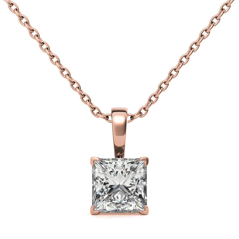 Fleur-De-Lis Princess cut Moissanite Pendant - pen326 - MoissaniteCo.com