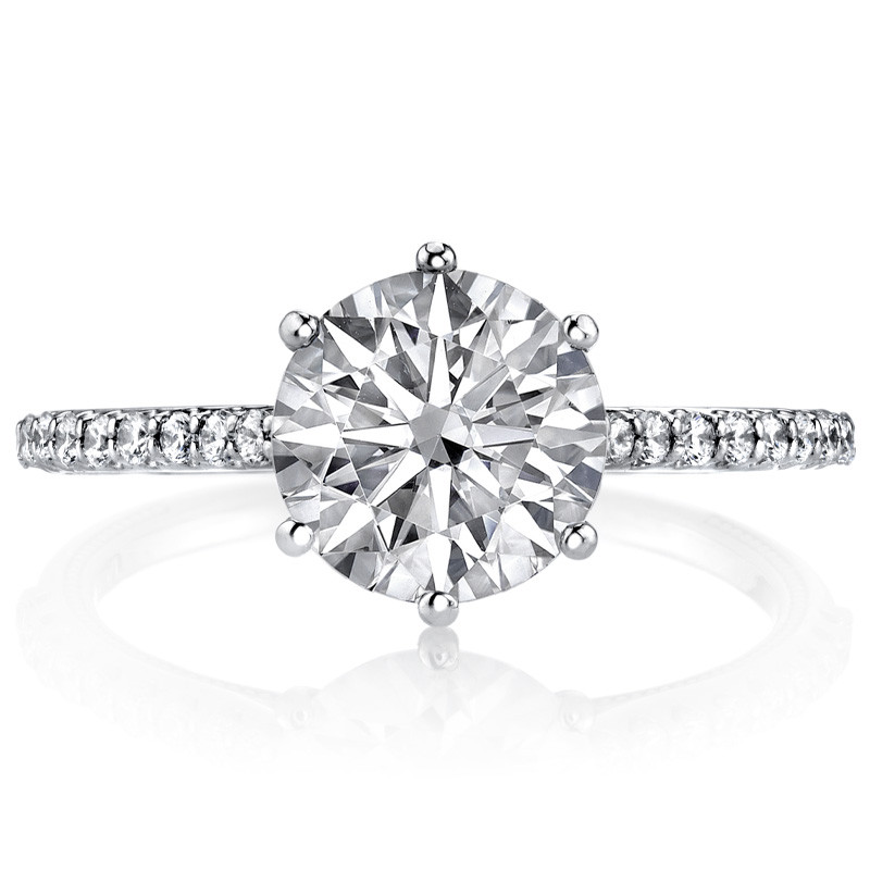 Round Scroll Accent Moissanite Cathedral Engagement Ring salesale005