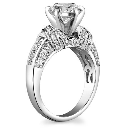 Wide Band Moissanite Engagement Ring - set147 - MoissaniteCo.com