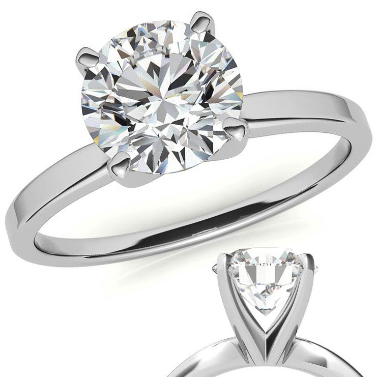 Flat Band Simple Round Cut Solitaire Engagement Ring In 950 Platinum |  Fascinating Diamonds