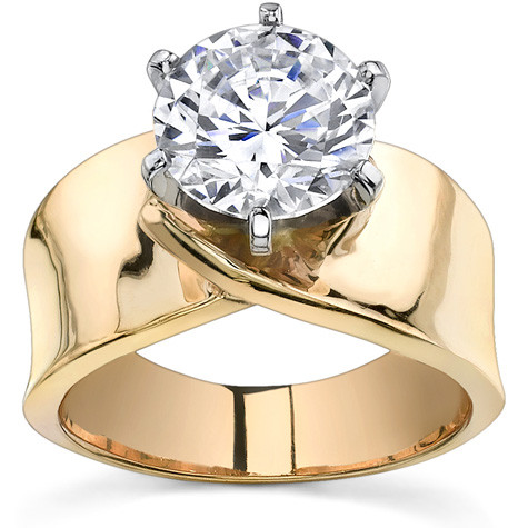 Wide Band Moissanite Solitaire Setting - sol230 - MoissaniteCo.com