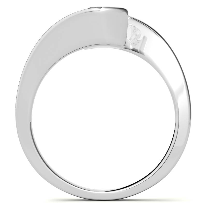 Round Modern Style Bypass Solitaire Ring - sol234 - MoissaniteCo.com
