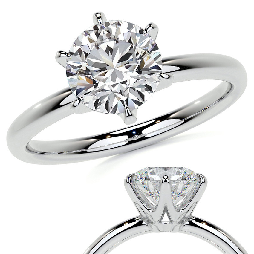 Maple Leaf Diamonds 6 Prong Solitaire Engagement Ring in White Gold R10067  - Davidson's Jewellers