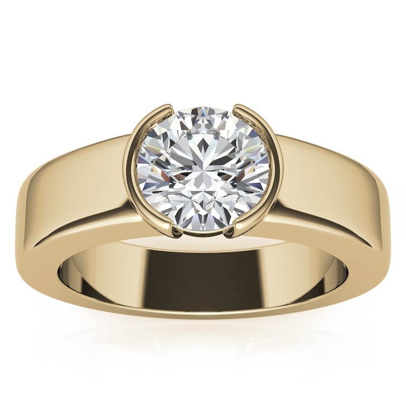 Semi-Bezel Round Brilliant Moissanite Solitaire Ring - sol240 ...