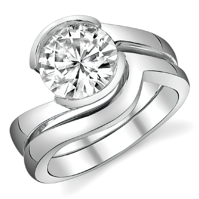 Round Half Bezel Bypass Solitaire Ring