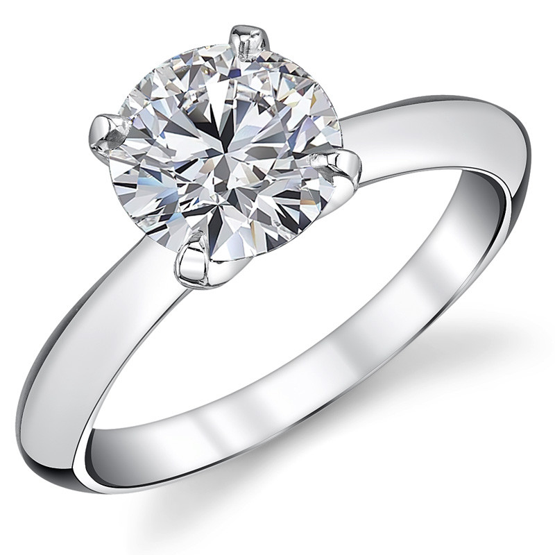 Round Brilliant Moissanite Tapered Knife Edge Solitaire Ring - sol406 ...