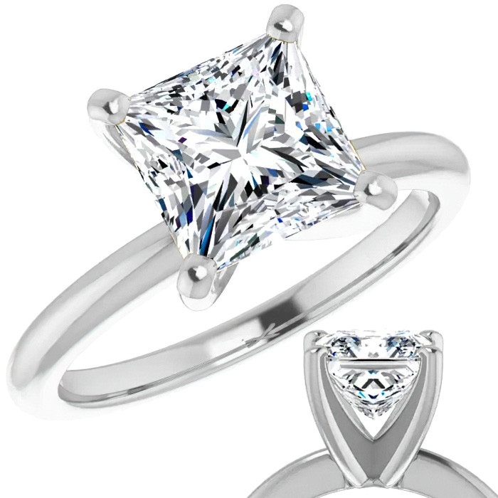 Princess Cut Solitaire Engagement Ring - Diamondrensu