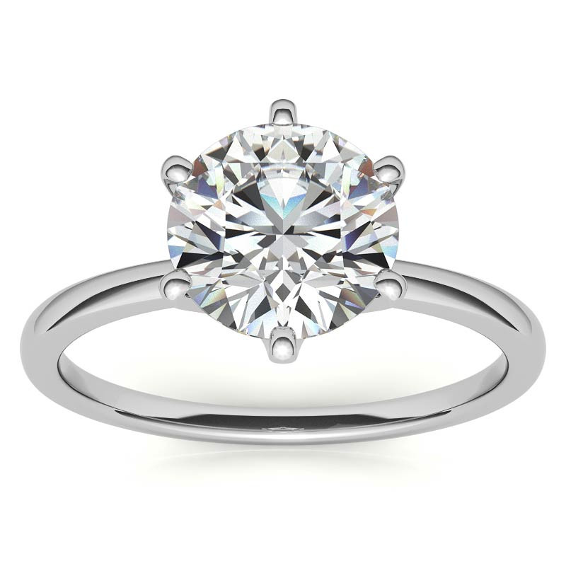 Petite Round Brilliant Moissanite Solitaire Ring - sol448