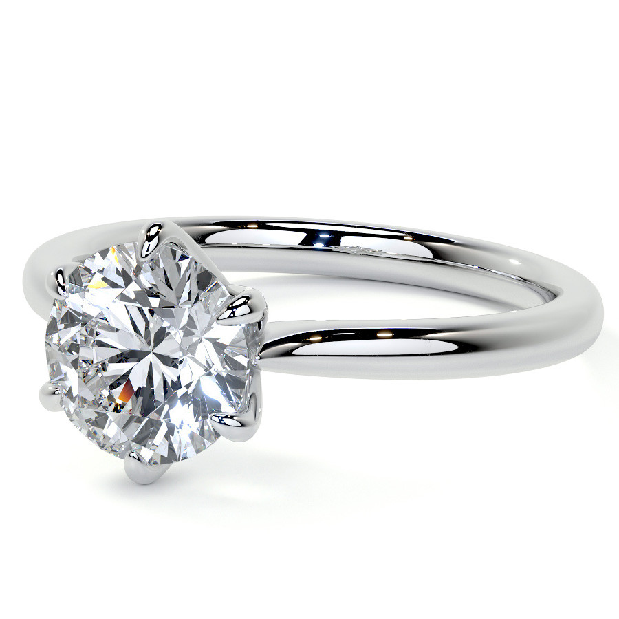 Petite Round Brilliant Moissanite Solitaire Ring - sol448