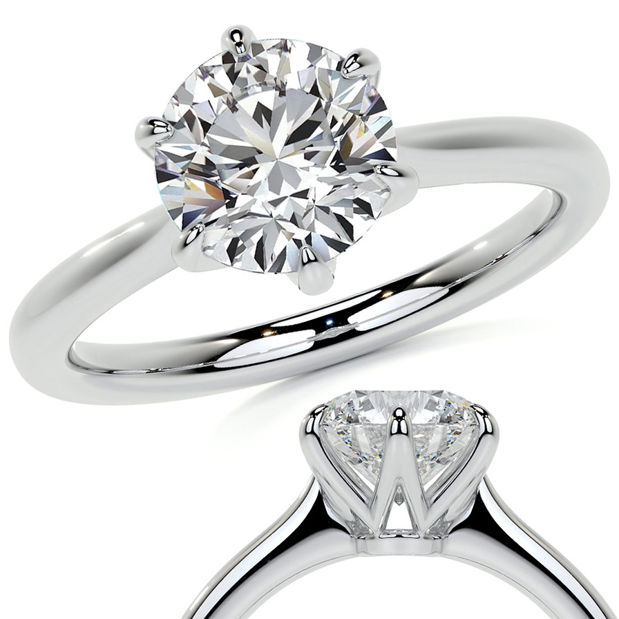 Petite Round Brilliant Moissanite Solitaire Ring - sol448