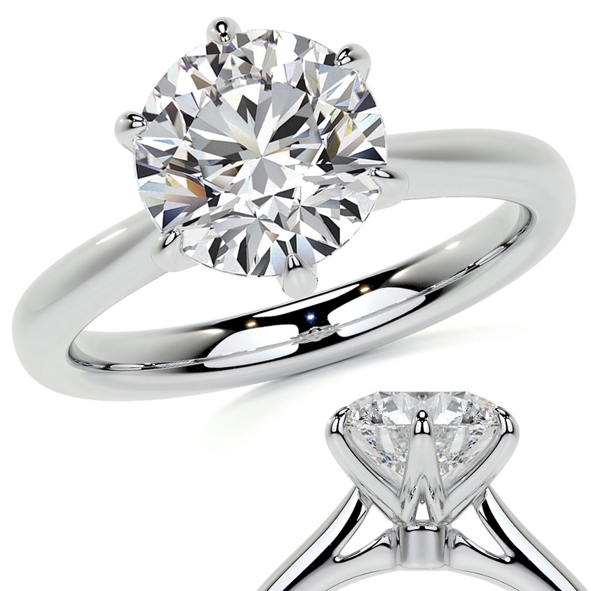 Petite Round Brilliant Moissanite Solitaire Ring - sol448