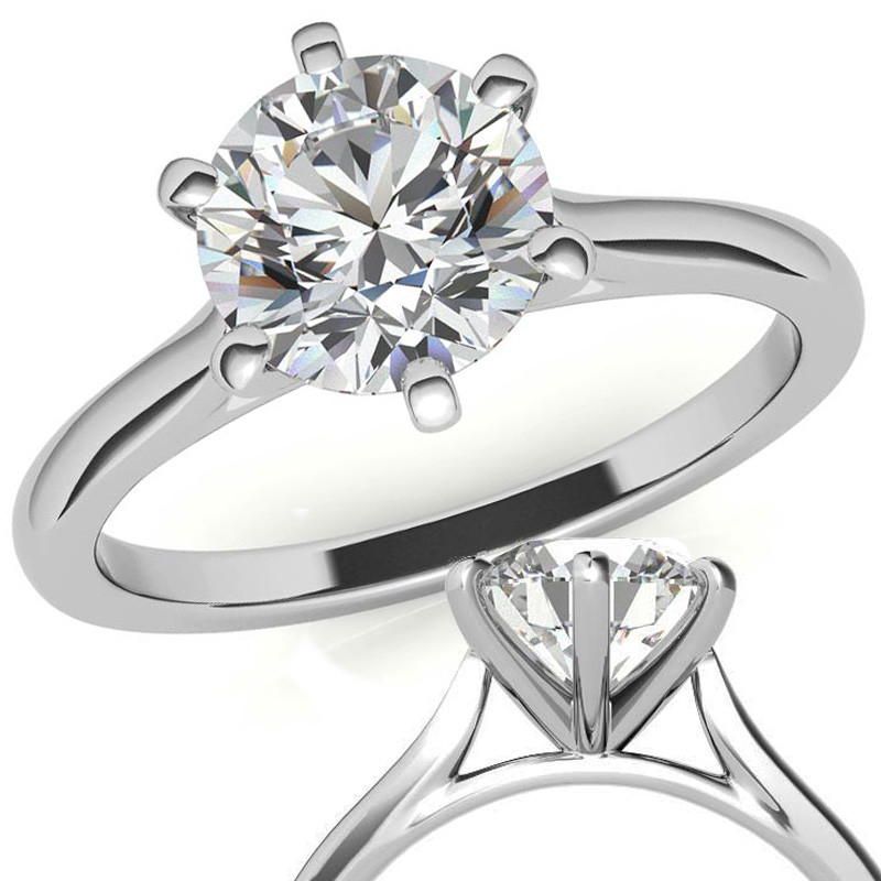 Round Cathedral 6-Prong Moissanite Solitaire