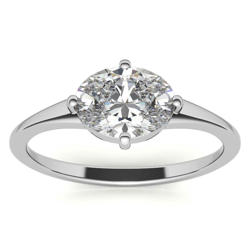 NESW Oriented Oval Moissanite Solitaire Ring - sol464 - MoissaniteCo.com
