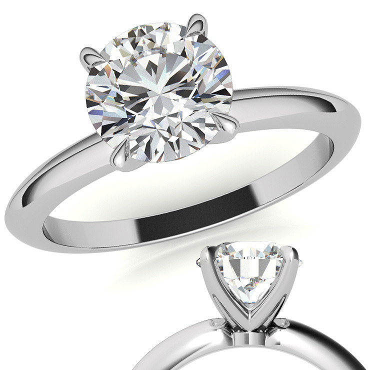 4ct Classic Round Solitaire Ring 4-prongs Round Cut Solitaire 