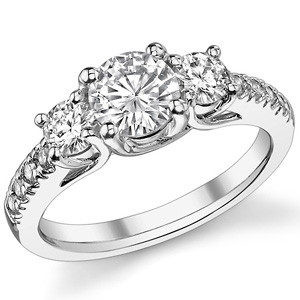 Oval Moissanite 3-Stone Ring - enr048-ov - MoissaniteCo.com