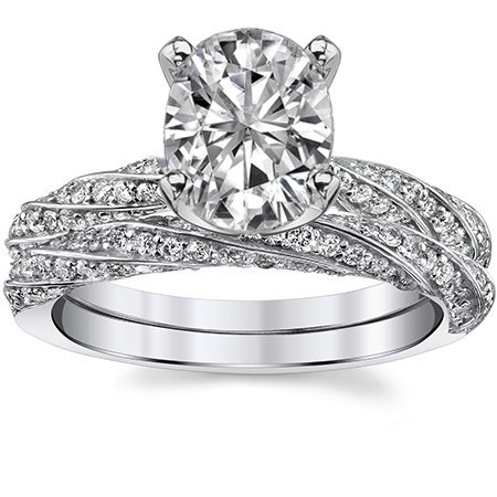 Diamond Twisted Helix Engagement Ring, 0.37ct - eng068 - MoissaniteCo.com