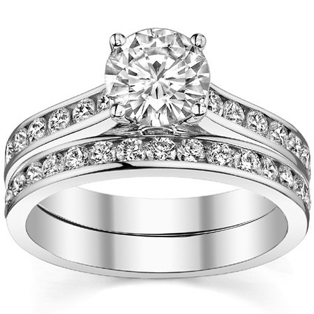 Channel Moissanite Engagement Ring w/ Surprise Diamond - eng223 ...
