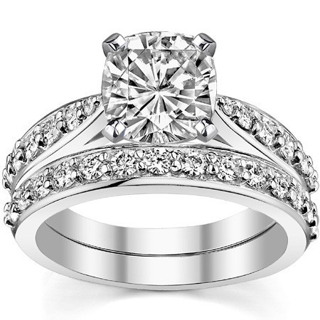 Round Moissanite Tapered Cathedral Engagement Ring, 0.44ct - eng244a ...