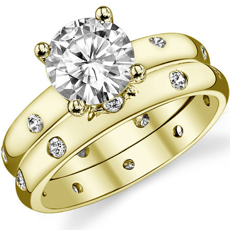 Round Etoile Style Moissanite Engagement Ring - eng299 - MoissaniteCo.com