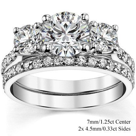 Petite Three-Stone Trellis Moissanite Engagement Ring - eng158 ...