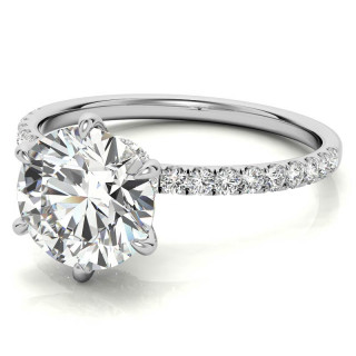 6-Prong Round Brilliant Moissanite Engagement Ring with Collar - enr706 ...