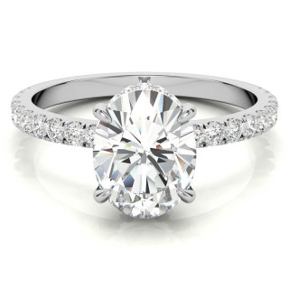 Diamond Collar Oval Moissanite Engagement Ring - 2mm - eng009-2mm-ov ...