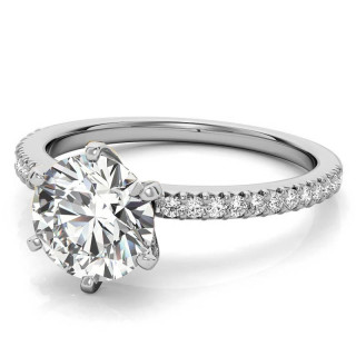 Round Brilliant Moissanite & Diamond Engagement Ring - eng161 ...
