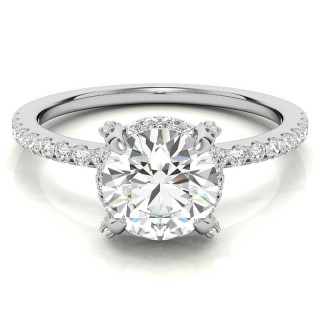 Round Brilliant Petite Pave Style Moissanite Engagement Ring - eng178b ...