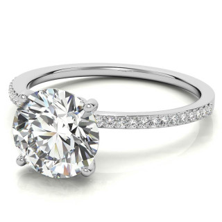 Round Moissanite Petite Engagement Ring - eng440 - MoissaniteCo.com