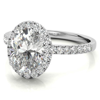 Classic Oval Halo Moissanite Engagement Ring - eng481-ov - MoissaniteCo.com