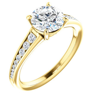 Round & Diamond Channel Set Engagement Ring - enr134 - MoissaniteCo.com