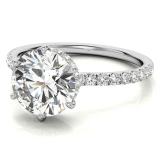 Round 6-Prong Hidden Halo Moissanite Engagement Ring - enr623 ...