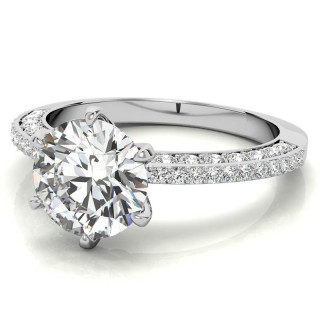 Round Brilliant Moissanite Knife Edge Engagement Ring - enr662 ...