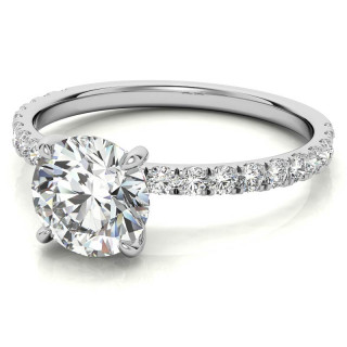 Petite Round U-Prong Moissanite Engagement Ring with Hidden Halo ...