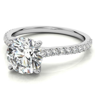 Round Cathedral Moissanite Engagement Ring with Hidden Halo - enr768 ...