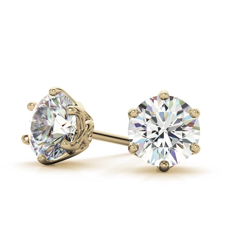 6-Prong Interwoven Crown Moissanite Stud Earrings - ear178