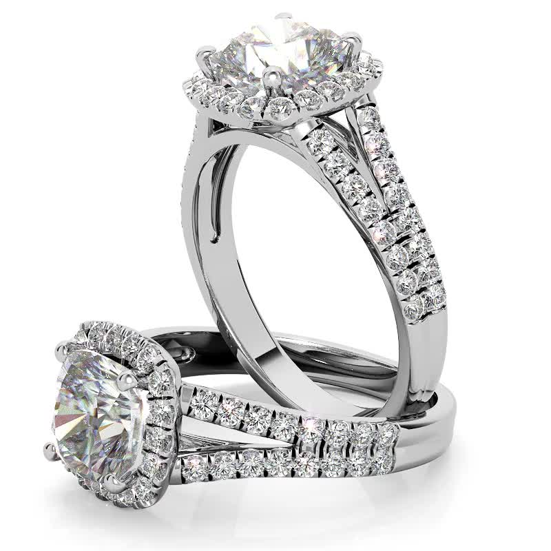 Cushion Split Shank Halo Moissanite Engagement Ring - eng206-cu ...