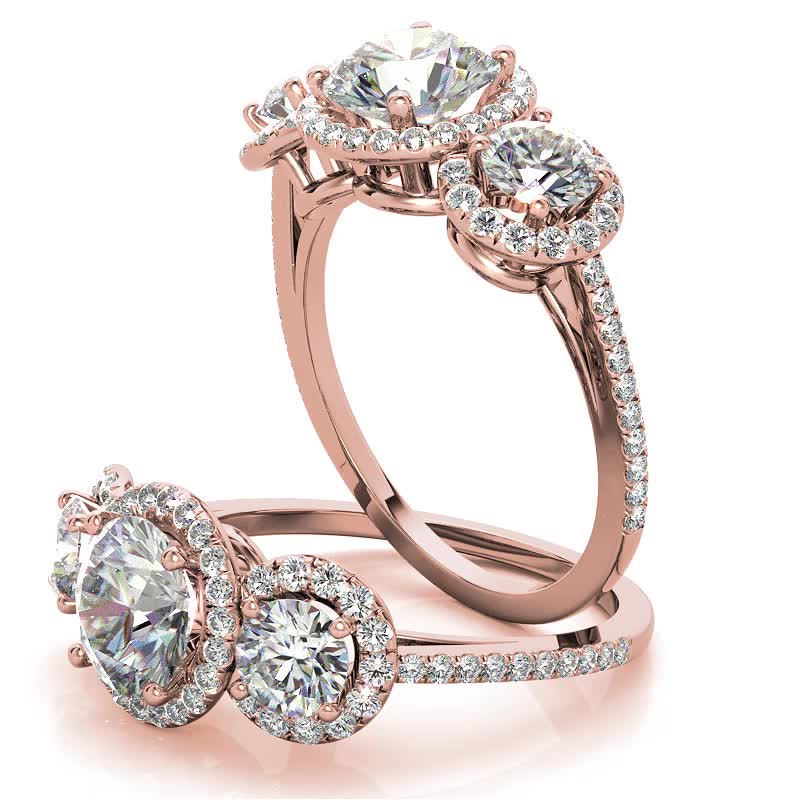 thumbnail image 2 of 3.20 Carat GRA Moissanite Halo Engagement Ring – Solid 14K White Gold, Round Cut, Sizes 5-10 2 of 4