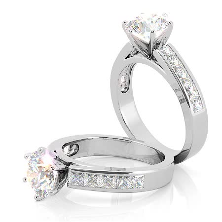 Square Moissanite Cathedral Engagement Ring Setting, 1.3ct, 2.5m ...