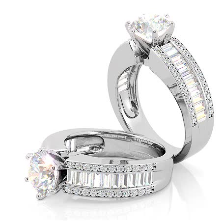 Baguette Moissanite Engagement Ring Setting 1.12ct - eng909 ...