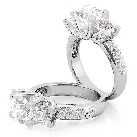 Pave Designer Style Three-Stone Moissanite Engagement Ring - eng991 ...