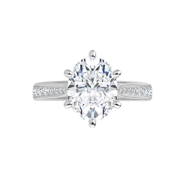 Oval Moissanite Scroll Milgrain Engagement Ring - enr021-ov ...